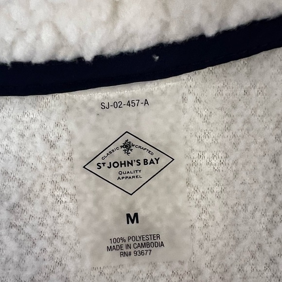 ST JOHN’S BAY polar bear sweatshirt   Sherpa Snap Women High Neck Size M - Picture 13 of 16